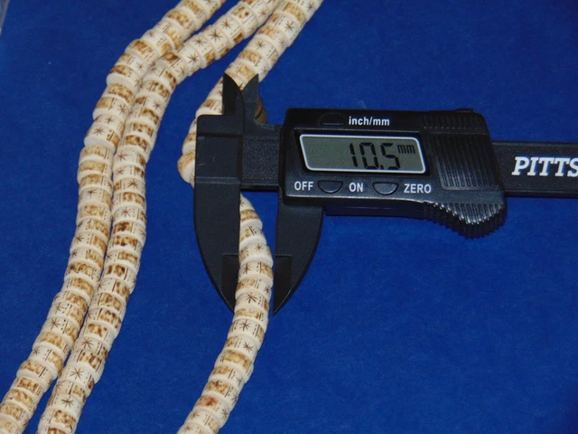Hand Carved Etched White Wood Bead Strings 16 Inch Lot of 3 NOS 7