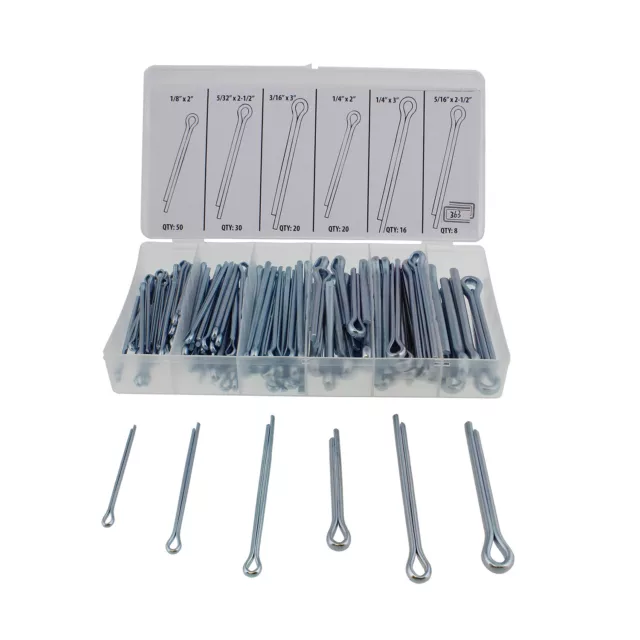 ABN Large Cotter Pin 144 pc Set – Steel Locking Automotive Axle Trailer Pins