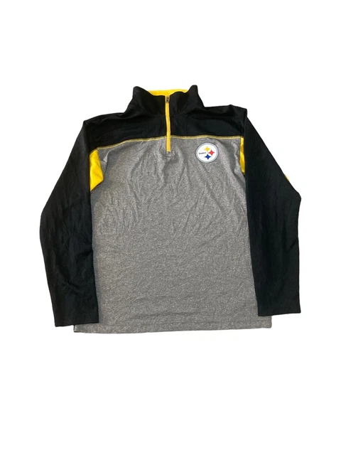 Felpa con cerniera 1/4 Pittsburgh Steelers Sottile grigio e nero gioventù L 14/16