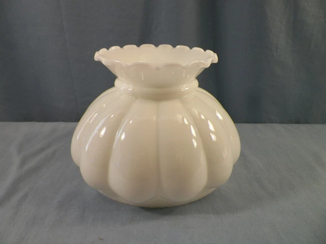 White Milk Glass Aladdin Rayo Melon Panel Lamp Shade 7" Fitter