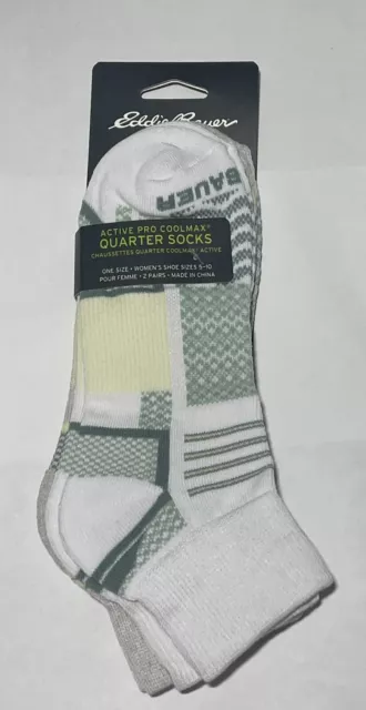 Eddie Bauer 2 Pairs Women's Trail COOLMAX Quarter Socks Size 5-10