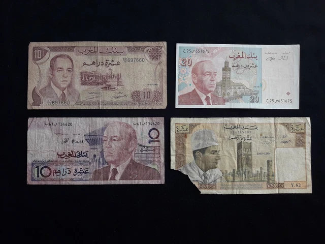 COLLECTION OF MOROCCO DIRHAMS BANKNOTES Different Years Circulated collection-of-morocco-dirhams-banknotes-different-years-circulated