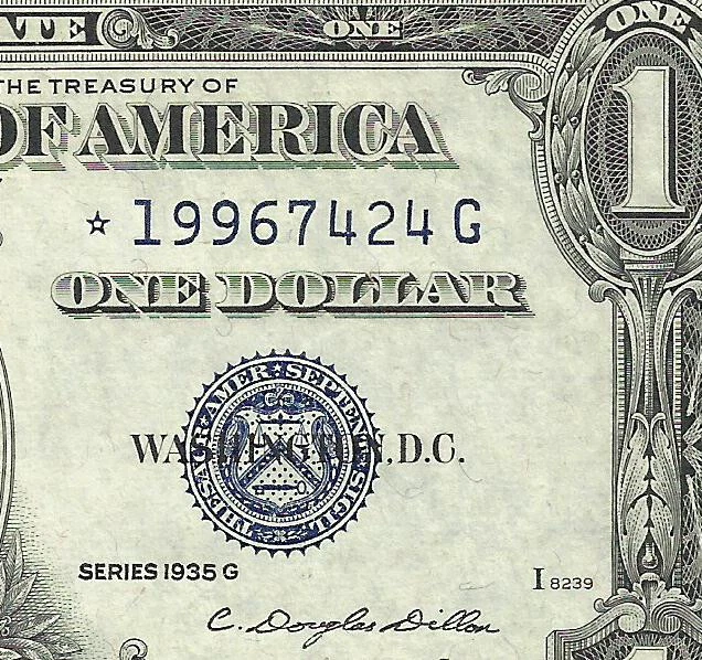 RARE 1935G $1 WITH MOTTO (~**STAR**~) CRISP UNCIRCULATED! Old US Paper Money!