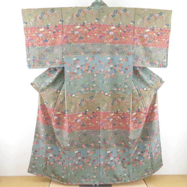 Komon kimono Silk Gradation Floral pattern Multicolor 61.8inch Women's