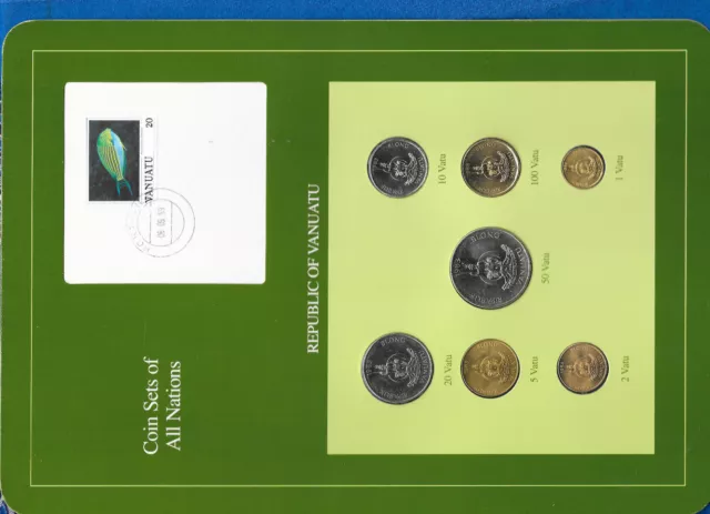 Coin Sets of All Nations Vanuatu 1983-1988 UNC 100 Vatu 1988 RARE Green Set