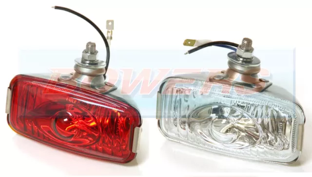 12V Polished Stainless Steel Chrome Rear Fog / Reverse Lamps Lights Classic Car