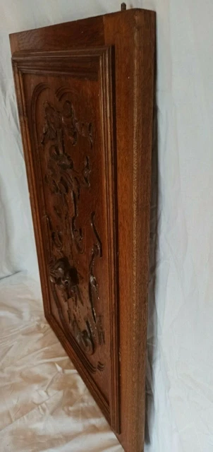 25" Antique French Gothic Architectural Panel Door Oak Wood Carved Salvage 5