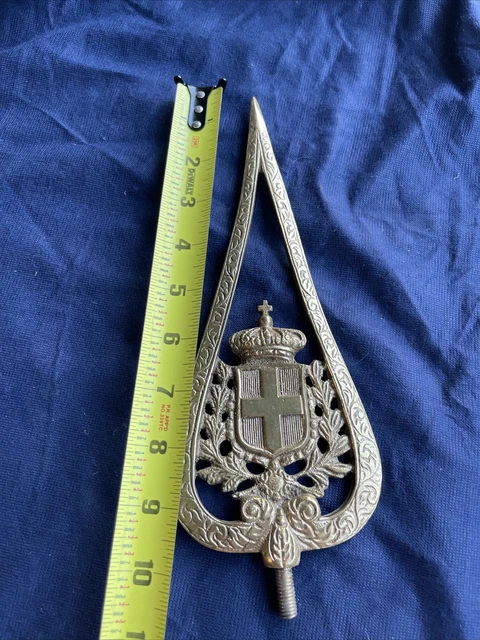 WW2 ERA ITALIAN Flag Pole Finial Top Crown Cross House Of Savoy $99.00