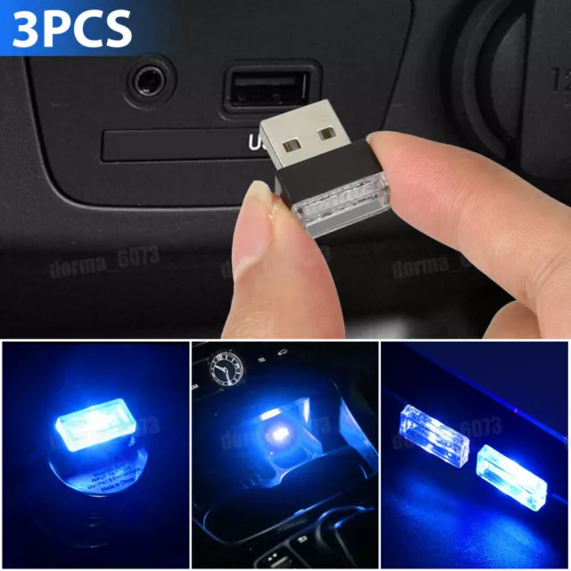 X3 Mini Blue LED USB Car Interior Light Neon Atmosphere Ambient Lamp Accessories