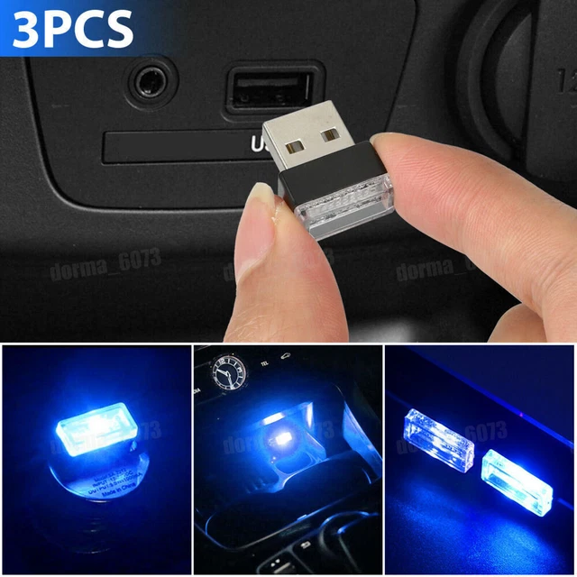 X3 Mini Blue LED USB Car Interior Light Neon Atmosphere Ambient Lamp Accessories