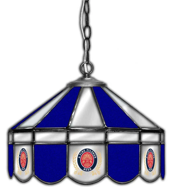 MILLER LITE BEER Stained Glass Mirror Table Light Poker 16" Lamp 450.