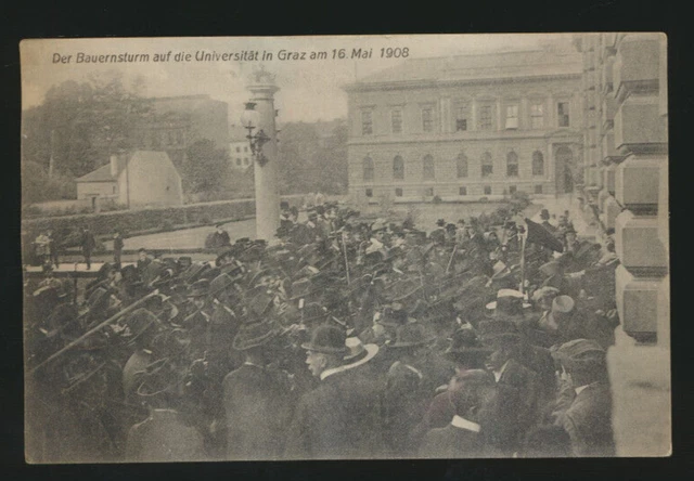AK Der Bauernsturm auf die Universität in Graz am 16. Mai 1908