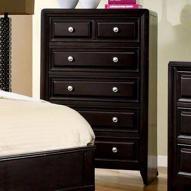 6 Drawers Transitional Style Wooden Chest, Espresso Brown Espresso 6-drawer