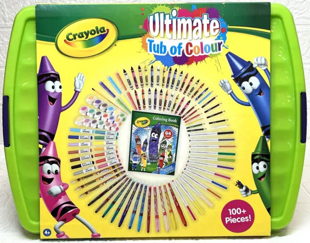 New Crayola Ultimate Tub Of Colour Activity Set Art Travel Case 100+ Pieces