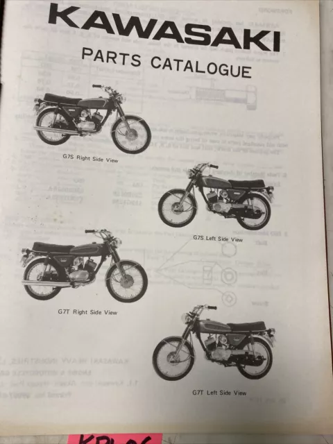 Kawasaki 100 G7S G7T catalogue liste pièces détachées spare parts list G7 2