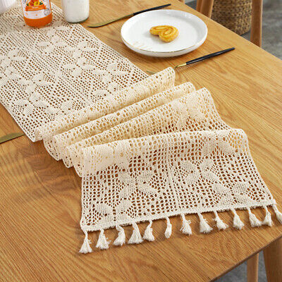 TABLE RUNNER FUWUXIN Runner da tavolo in macramè bianco rettangolare in pizzo alluncinetto elegante tovaglia a rete cava for arredamento rustico da sposa boho decorazione da doccia nuziale decorazion 