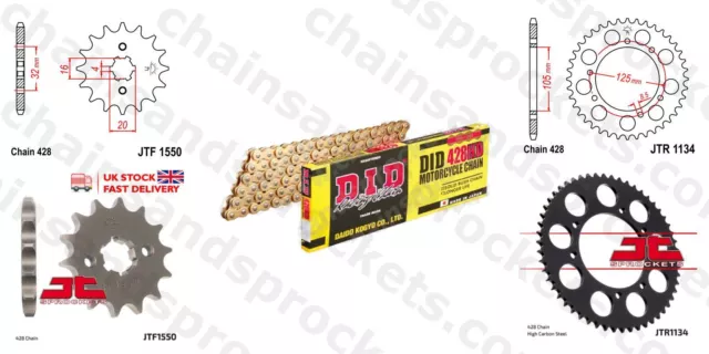 DID- All Gold Heavy Duty Chain Kit 428HDGG 128 fits Rieju RS3 125 LC 09-15