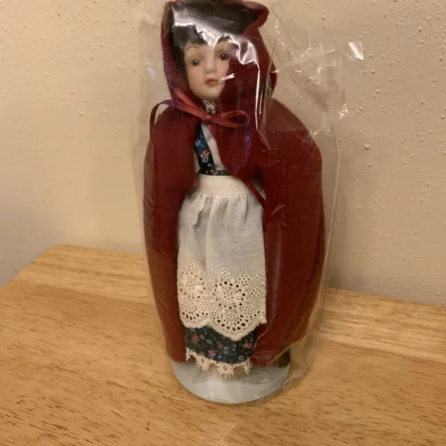 Vintage Little Red Riding Hood Avon 1985 Fairy Tale Porcelain Doll NIB