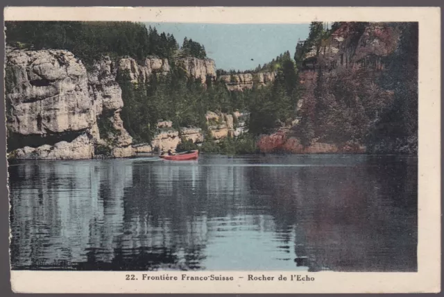 Rocher de l'Écho 25 Frontière FRANCO-SUISSE CPA écrite à Lucienne PLÉBON en 1933