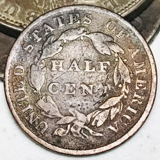 1835 Classic Head Half Cent 1/2C Ungraded US Copper Coin CC20799