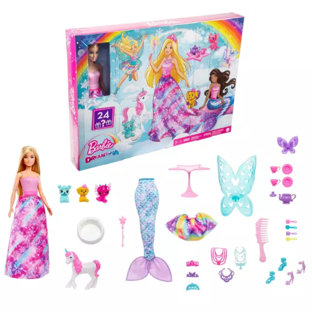 Barbie Dreamtopia Doll and Advent Calendar with 24 Surprises like Fairytale