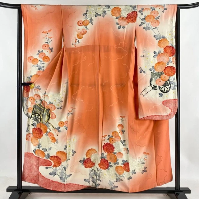 JAPANESE KIMONO FURISODE LONG SLEEVES LADIES WOVEN SILK 100% Aperture 156cm