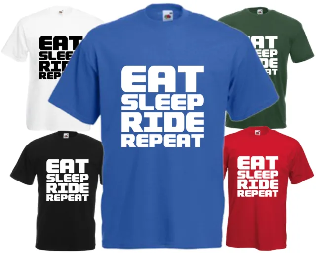 Eat Sleep Ride Ripetere T-Shirt Natale Regalo Divertente Top Commedia