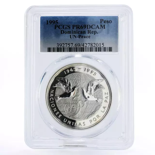 Dominican Republic 1 peso The United Nations PR69 PCGS silver coin 1995