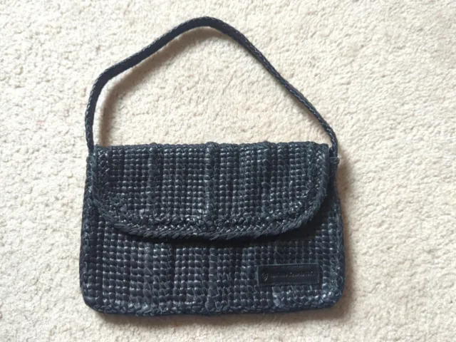 Helen Kaminski Woven Braided Black Leather Handbag - Small Shoulder Bag Purse