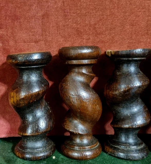 6 Barley twist turned spindle Column Antique french oak architectural salvage 4" 3