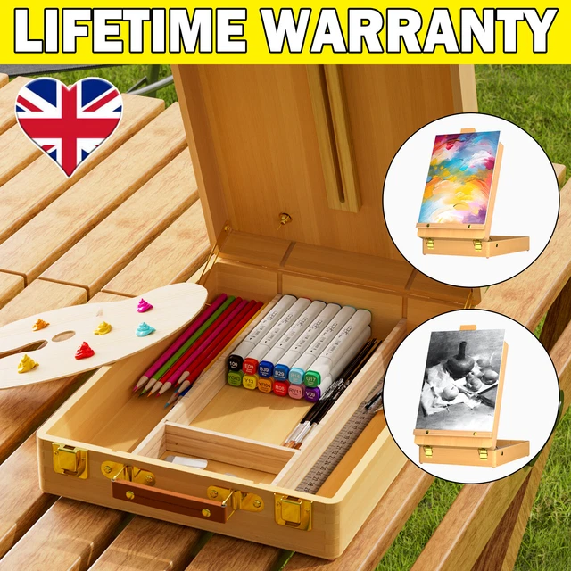 WOODEN EASEL ARTIST Painting Box Sketch Portable Table Folding Drawing
