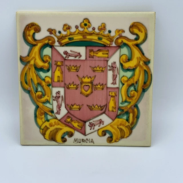 Murcia Spain Coat of Arms City Crest Handpainted Ceramic Tile