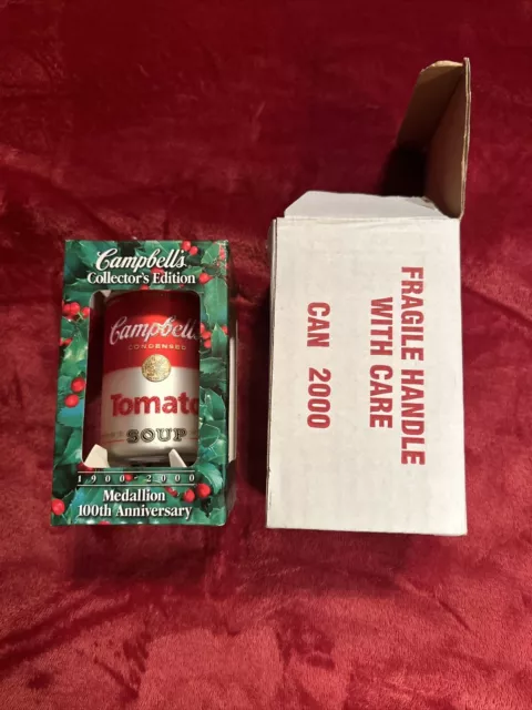 2000 Campbell's Tomato Soup Can Christmas Ornament Medallion 100th Anniversary