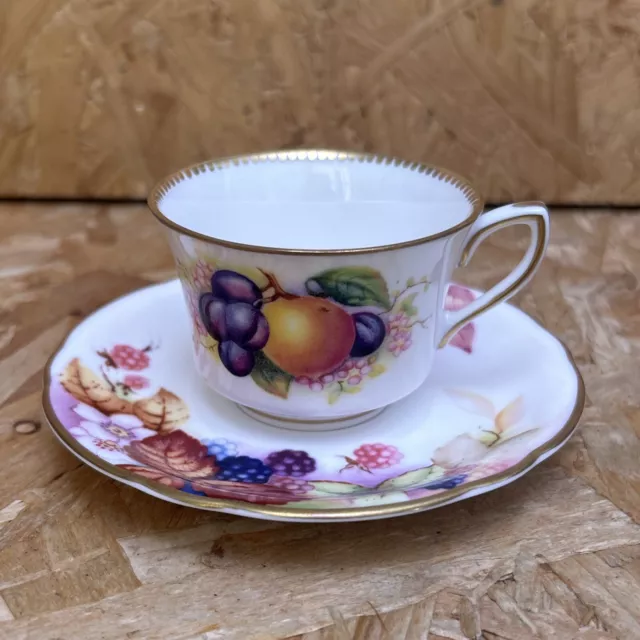 Royal Worcester Cabinet Coffee Cup & Saucer - Worcester Fruit, Richard Sebright