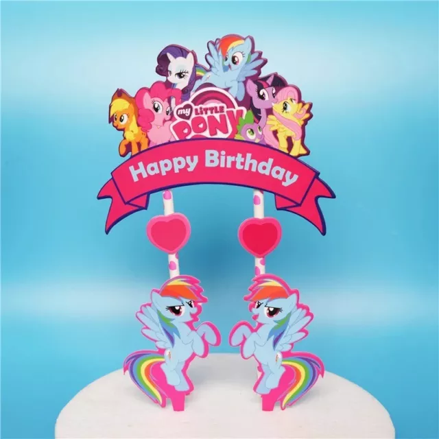 🌈 My Little Pony Cake Toppers. Party Supplies Lolly Loot Bag Food Banner Flag