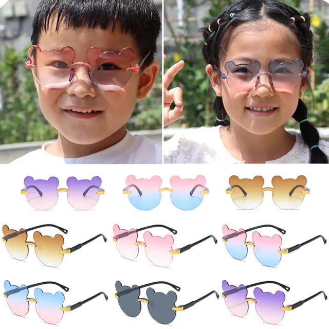 Occhiali da sole ragazze ragazzi senza bordi cartone animato orso bambini outdoor occhiali da sole -