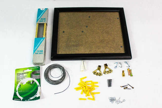 Lot of 2 Photo Frame Hanging 8x10 Picture Set and Metal Frame Kit Braided Wire