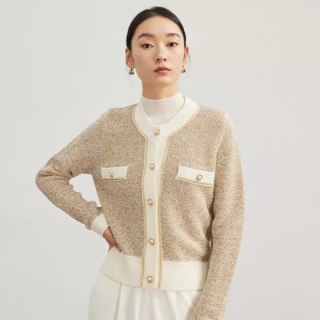 Woman 100% Wool Luxury Autumn Tweed Short Coat Sweaters Jackets Elegant OL Tops