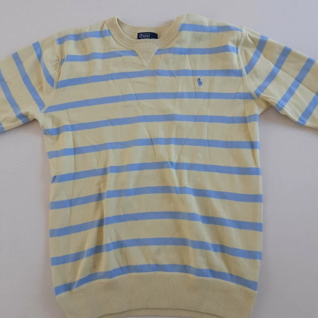 Maglione Ralph Lauren ragazzo taglia XL giallo a righe blu peso estivo unisex