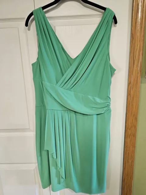 American Living Women's 16 Kelly Green Faux Wrap Sleeveless Jersey Knit Dress
