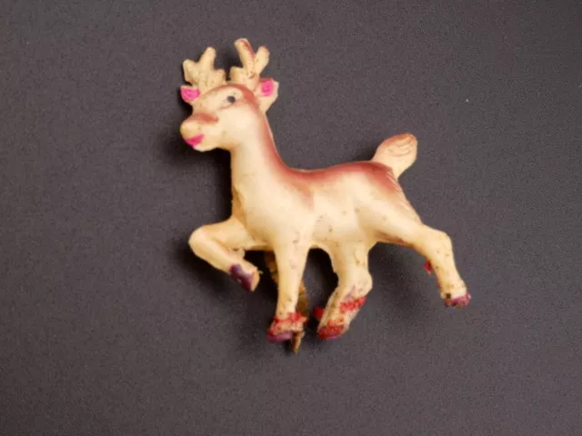 Vintage 1940s Christmas Miniature Celluloid Reindeer Decoration Japan