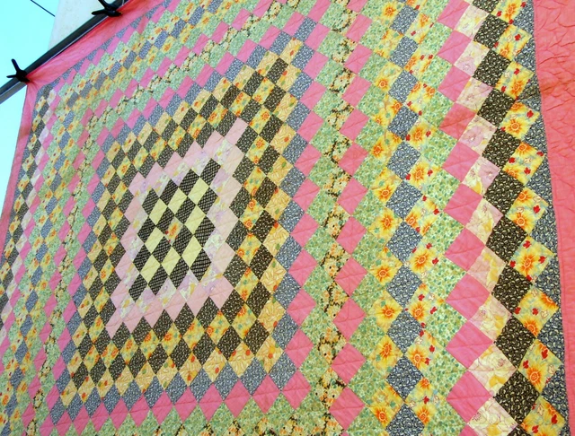 De Colección Años 30 40 Alrededor del Mundo Edredón Cosido a Mano Pastel Rosa
