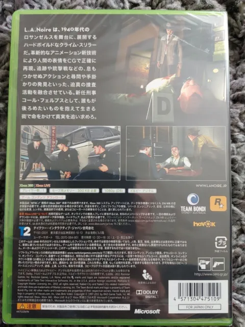 Nuovissimo sigillato L.A. NERO Rockstar Games Xbox 360 giapponese 2