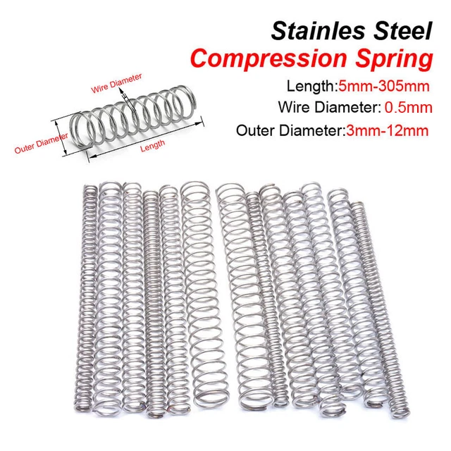 Molla a pressione lunghezza 5-305 mm molla acciaio inox, pressione piccole molle esterne 3 mm-12 mm