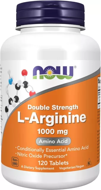 Now Foods L-Arginine Double Strength 1000Mg 120 Tablets + Free Shipping