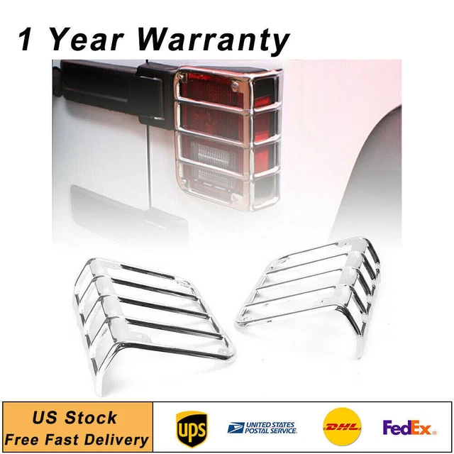 2PCS Rear Tail Light Cover Guard Protector For JEEP WRANGLER JK 2007-2016 Chrome