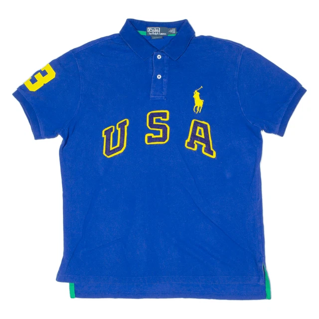 Polo Polo Ralph Lauren USA Custom Fit blu manica corta uomo L