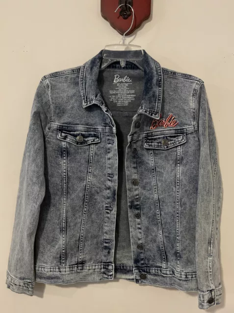 Barbie Girls Size XL 14/16 Blue Button-Up Stonewash Denim Jean Jacket! A5524