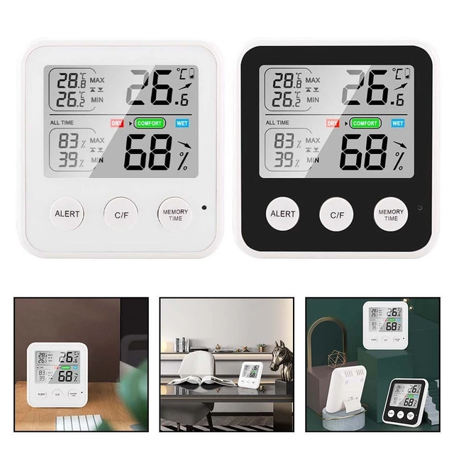ELECTRONIC TEMPERATURE AND Humidity Monitor for Indoor Use with Display ...