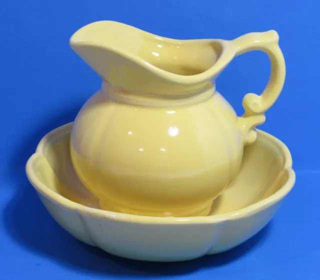 Small McCoy Pitcher and Wash Basin Bowl Set #7528 Bright Yellow